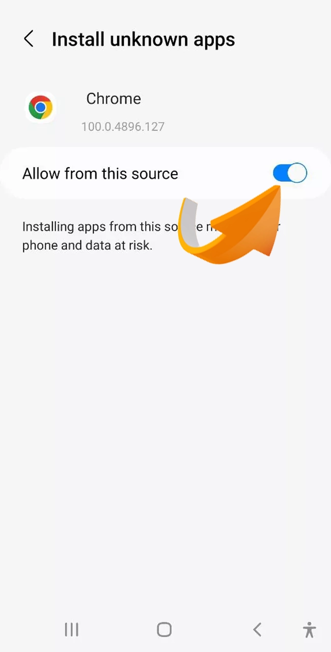 Enable the function to install from unknown sources.