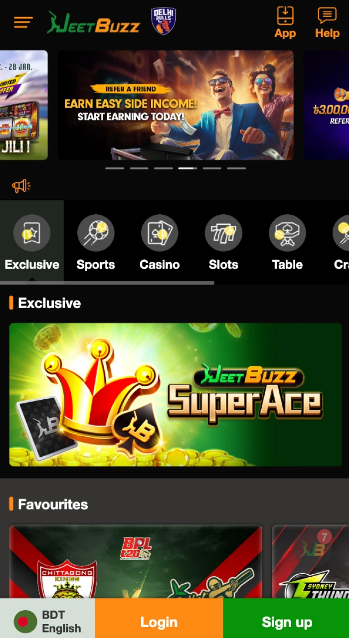 Go to the official website of the JeetBuzz online casino and join the VIP club.